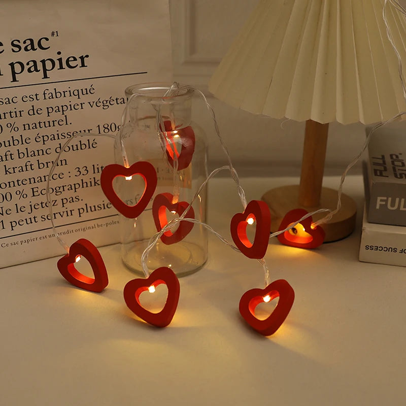 10 LED Love Heart String Lights Valentine's Day Decoration Garland Led Fairy Lights Wedding Birthday Party Decor Supplies Props