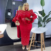 Fashion suit African Dresses For woman rhinestone turkey dresses for women luxury High quality mesh fabric African Beaded Dress