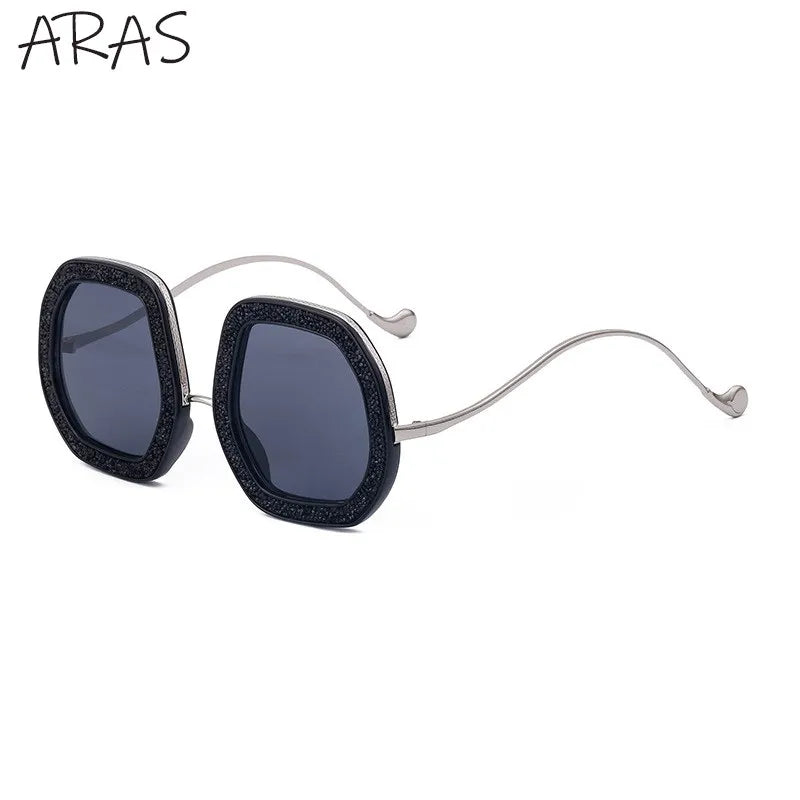 Oversized Luxury Diamond Shiny Sunglasses Women Irregular Round Crystal Sun Glasses Men UV400 Shades Eyewear Polygonal Sunglass