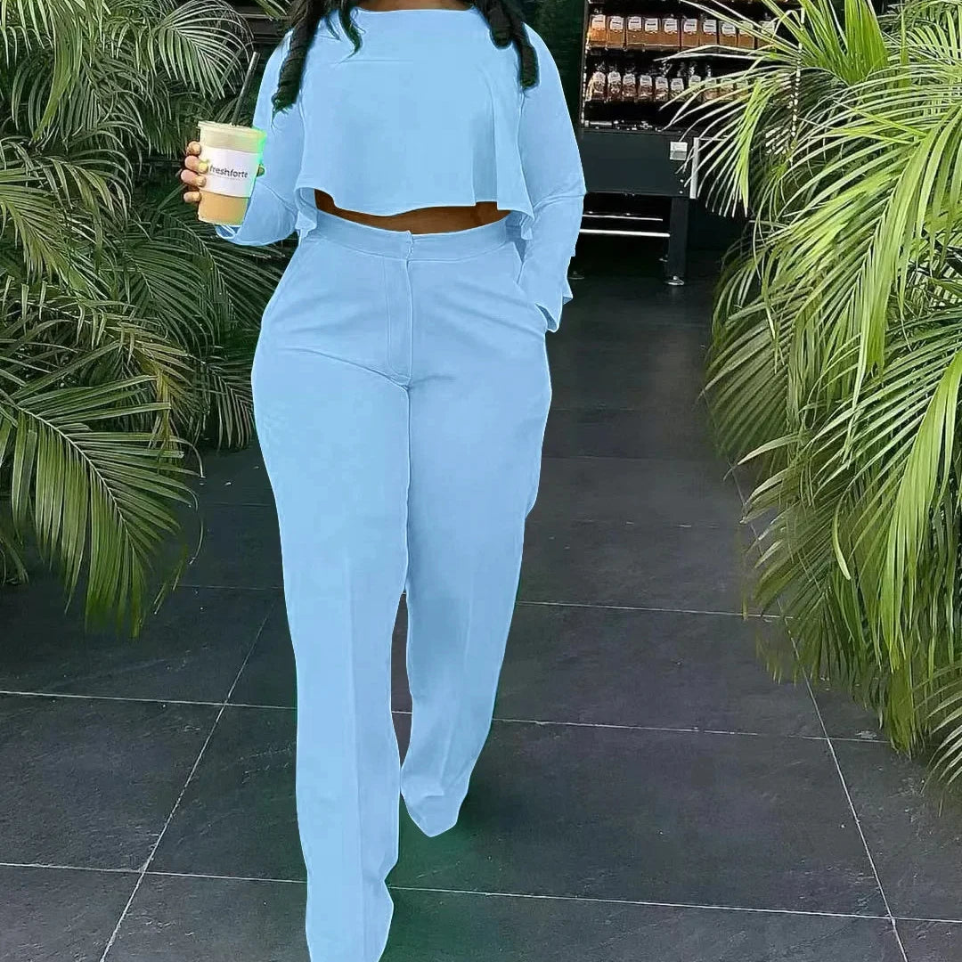 Two Piece Set Women Tracksuit Set Dashiki African Spring Summer Work Elegant Long Sleeve Top Pants Set Party Suit Matching Sets