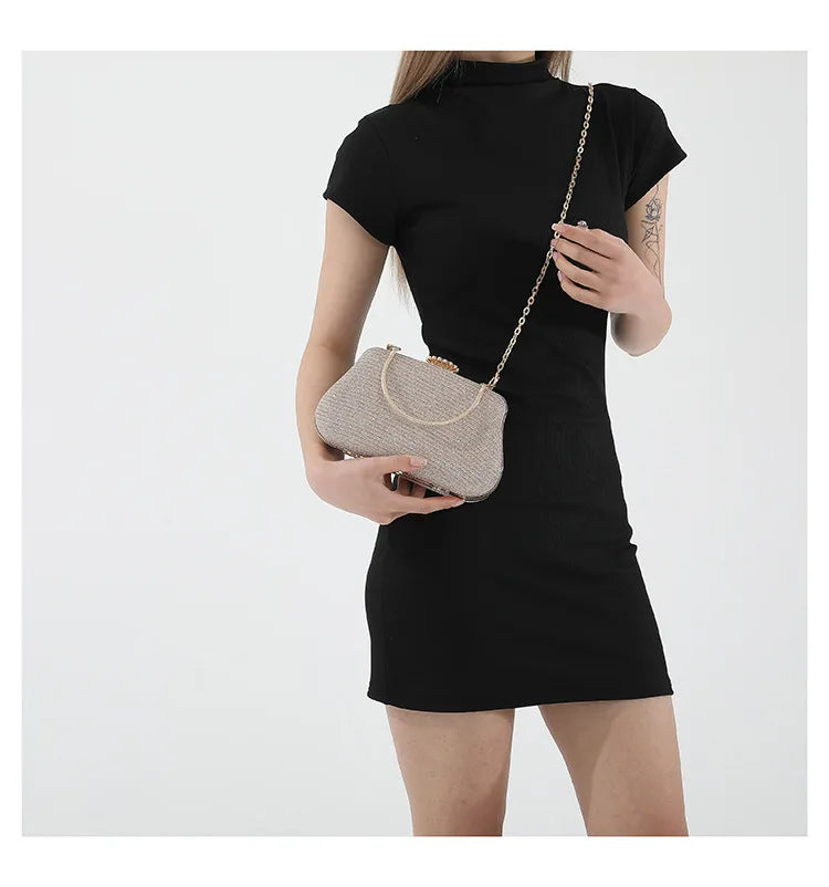 Luxury High Design Women Evening Bag Brand Party Banquet Glitter Bag for Ladies Wedding Clutch Handbag Shoulder Bag Chain Bolsas