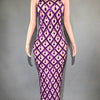 Sparkly Rhinestones Sleeveless Long Dress Elegant Dark Mesh Celebrate Evening Wedding Prom Gown Birthday Dress Photograph Wear