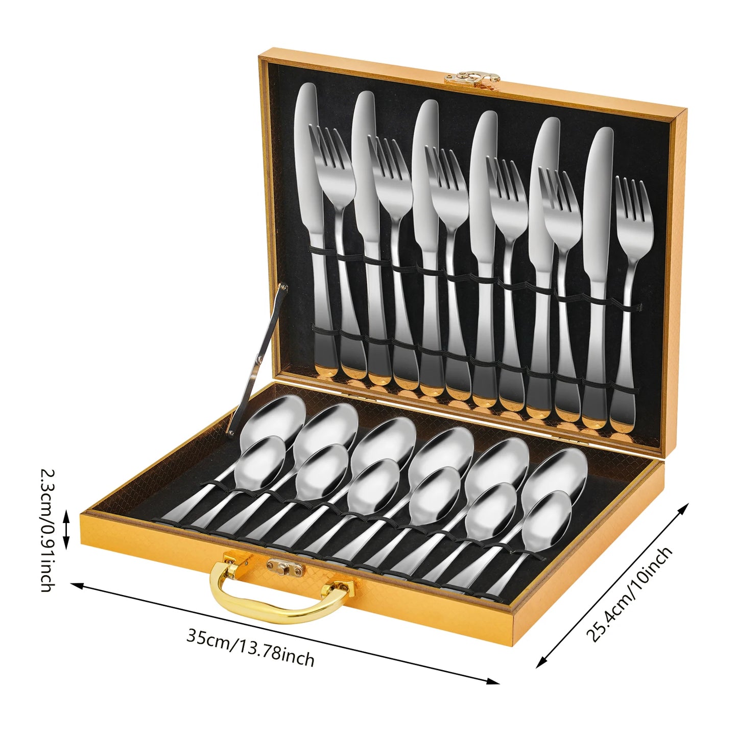 24Pcs/90Pcs Flatware Set Stainless Steel Silverware Utensil Kitchen Tableware Forks Knives Spoons Cutlery for Home Restaurant