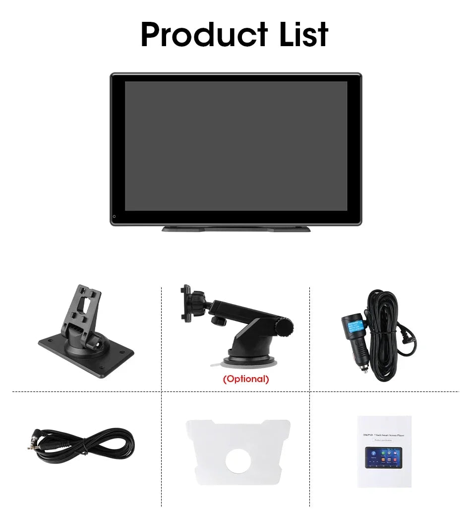 Srunbi 9 Inch Carplay MP5 Portable Smart Player Monitor Wireless Android Auto&Carplay Dual Bluetooth Music AUX USB BT 5.0 IPS