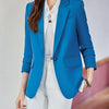 Khaki Black Green Women Solid Formal Blazer Coat Female Long Sleeve Single Button Straight Jacket For Office Ladies Work Wear