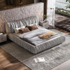 King Size Upholstered Platform Bed with Oversized Padded Backrest Headboard, Luxury Soft Cloud Bed Frame for Bedroom