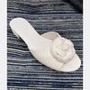 2025 Spring/Summer New Beach Vacation One Word Open Toed Flat Bottom Outerwear Camellia Slippers for Women