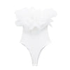 Willshela Women Fashion Ribbed Bodysuit With Organza Ruffle Vintage High Elastic Sexy y2k Female Chic Lady Tops body femme