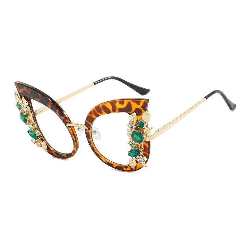 Luxury Diamond Cat Eye Sunglasses Women Fashion Oversized Butterfly Sun Glasses Female Steampunk Goggles Eyewear Shades Oculos