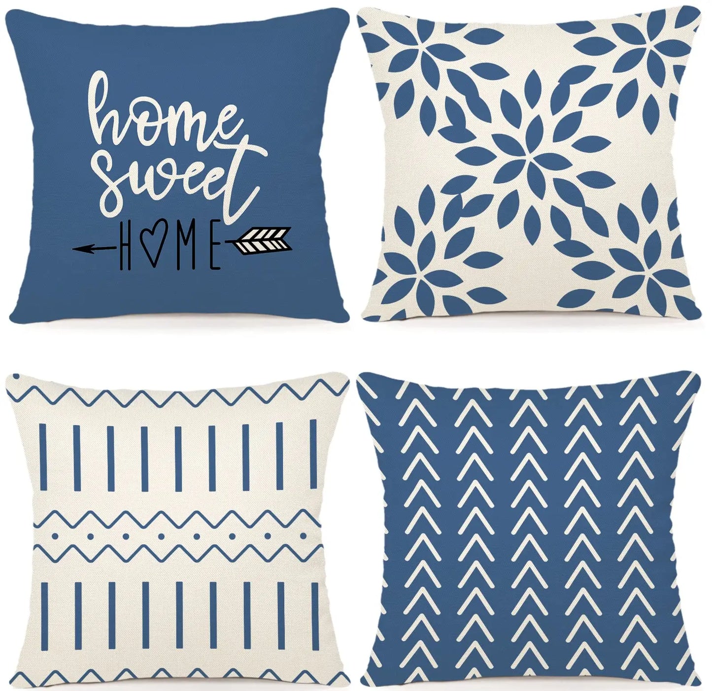 Pillow Covers 18x18 Set of 4, Modern Sofa Throw Pillow Cover, Decorative Home Outdoor Linen Fabric Geometric Pillow CaseArtistic