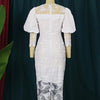 Elegant Women White Lace Dress Puff Sleeve Embroidery Pencil Dress Large Size 4XL Ladies Wedding Birthday Dinner Evening Clothes