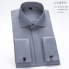 Men's French cufflink shirt with long sleeves slim fit concealed buttons solid color high end wedding dress formal men's