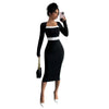 Autumn Winter Sweater Dress for Women 2024 New Arrivals Square Neck High Waist Long Knitted Dress Korean Maxi Dresses