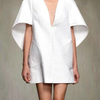 Yeezzi Fashion Black White Color Short Dress For Women 2025 New Spring Deep V-neck Half Sleeves Loose Prom Party Mini Dresses