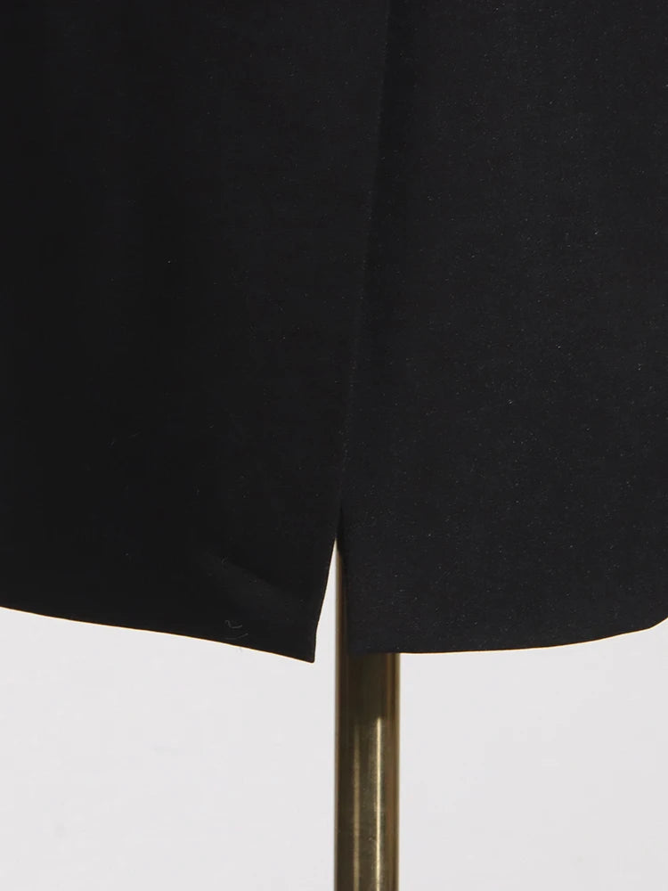 TWOTWINSTYLE Solid Hollow Out Patchwork Belt Blazers For Women Notched Collar Long Sleeve Spliced Single Breasted Blazer Female