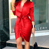 Long Sleeve Elegant Skinny Office Lady Mini Dress For Women Sexy deep V-neck Black Package Hip Bodycon Dresses Casual Robe