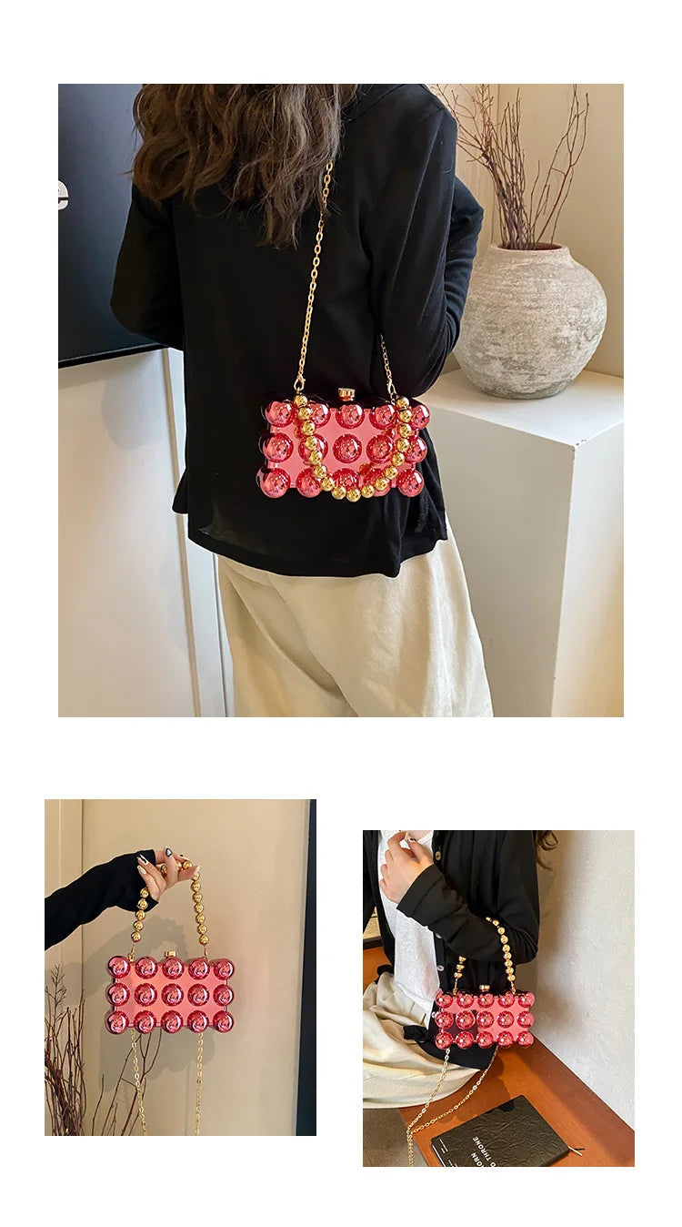Mini Gold Chain Crossbody Bags for Women 2024 Y2K Korean Fashion Lady Evening Party Shoulder Bag Handbags and Purses