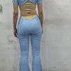 Ladies Jumpsuit Summer Outfit 2023 Sexy O-Ring Decor Cutout Short Sleeve Jumpsuit Sexy Backless Cutout High Waist Jumpsuit