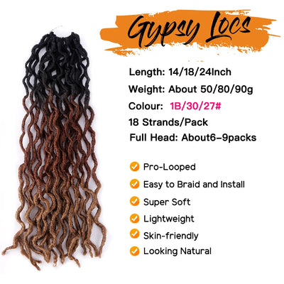 Goddess Faux Locs Crochet Hair Soft Curly Dreadlocks Hair Extensions Synthetic Braiding Hair Ombre Crochet Locs Wholesale Braids