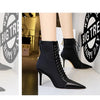 BIGTREE Shoes Cross Straps Sexy Women Boots Pointed Toe Stiletto High-heel Boots 2025 New Women's Ankle Boots Plus Size 42 43