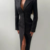 TWOTWINSTYLE Solid Hollow Out Patchwork Belt Blazers For Women Notched Collar Long Sleeve Spliced Single Breasted Blazer Female