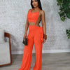 FAGADOER Sexy Ruched Patchwork Bodycon Jumpsuits for Woman Halter Sleeveless Wide-leg Romper Female Streetwear Overalls 2025 New