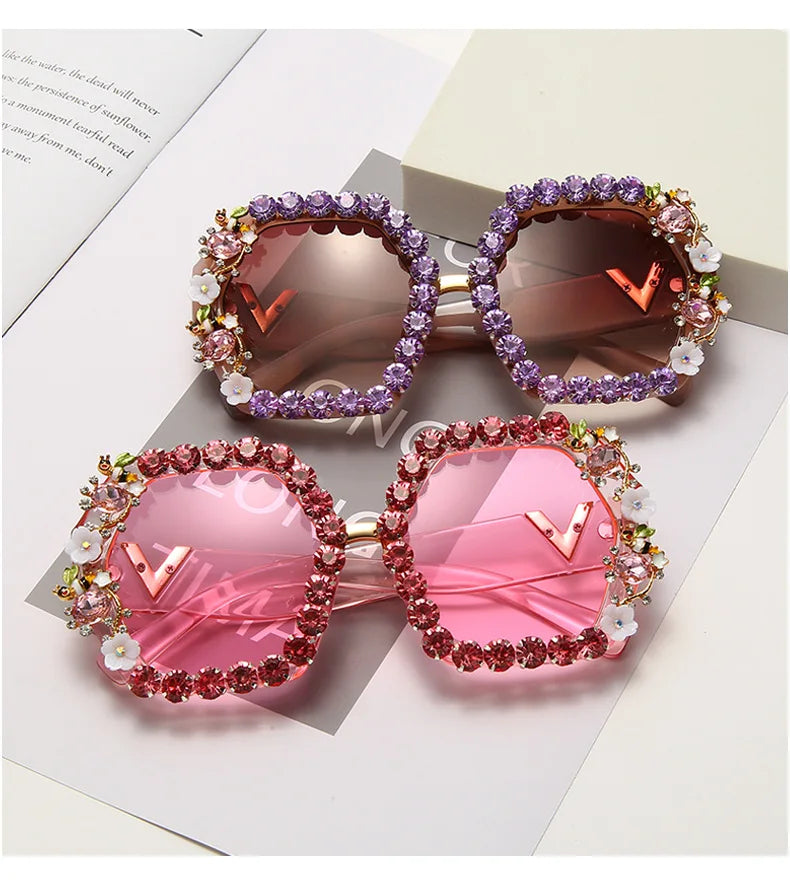 Stylish Diamond Blingbling Sunglasses For Mens Women With Bee 2022 Luxury Brand Designer Rhinestone Sexy SunglassesWomen