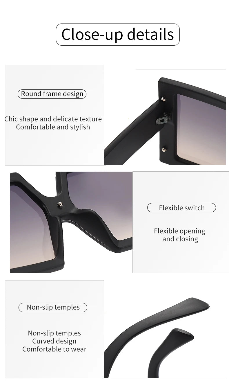 KAMMPT Square Oversized One-pieces Sunglasses Men Women Trendy Gradient Goggle Eyewear Fashion Luxury Brand Design Sun Glasses