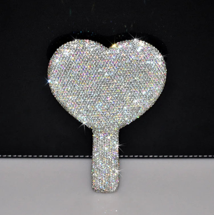 Women's Mirror Eyelash Extension Mirror Sticking Diamond Hand Mirror Fashionable High-end Beauty Handle Mirror Cosmetics Mirrors