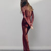 Articat Elegant Mesh Patchwork Long Sleeve Bodycon Party Club Evening Dress Sexy Double Layer Perspective Vestido Autum Clothing