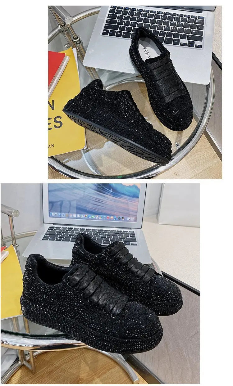 Brand Women's Sneakers Luxury Rhinestones Women Causal Shoes Designer Platform Sport Shoes Fashion Comfort Women Shoes Plus Size