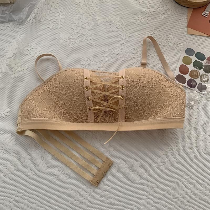 Non-Slip Bra Lace Tube Top Seamless Wireless Small Chest Push up Adjustable Sexy Beauty Back Underwear for Women