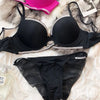 2 Pieces Sexy Underwear Set for Women Classic Cross Hollow Bra Sparkle Rhinestones Lingerie Deep V Push Up Brassiere Set