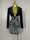 Stock Luxury Diamonds Tassel Sexy Hollow Out Black Mini Dress Woman Evening Celebrate Birthday Party Stage PhotoShoot Costume