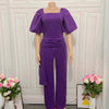 Elegant Jumpsuits for Women Luxury Square Neck Lantern Sleeve Big Swing Straight Female Birthday Party Dinner Outfits Overalls