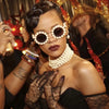Pearl Round Sunglasses Women Small Frame Oval Vintage Sunglasses Luxury Brand Designer Elegant Retro Steampunk Sunglasses Men