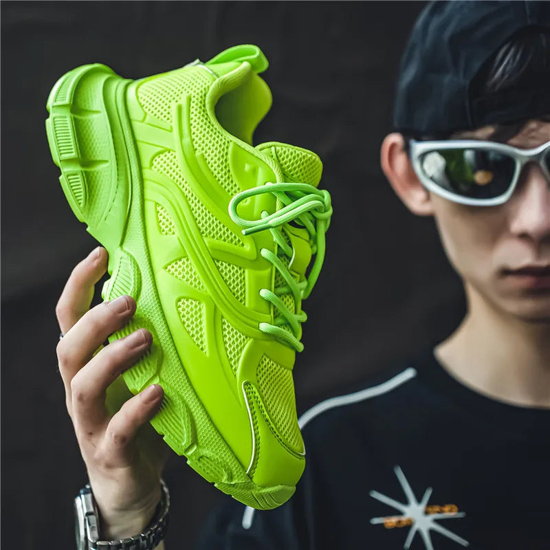 Autumn Men's New Breathable Sports Shoes Fashion Thick Sole Casual Shoes Comfortable and Versatile Trendy Running Shoes Spring