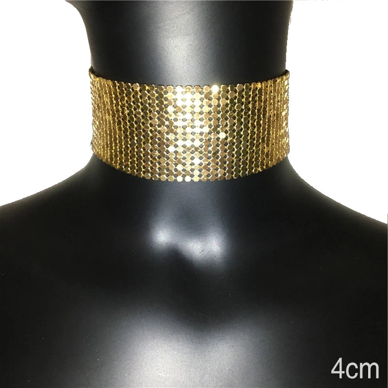 Fashion Metal Sequins Chokers Necklace Jewelry Women Statement Choker Wedding Necklace Jewelry Accessories For A Gift