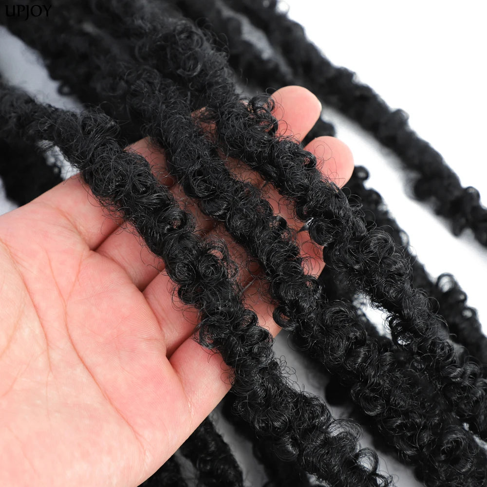14 12 inch Butterfly Faux Locs Crochet Hair Braids Pre looped Distressed Goddess Butterfly Soft Locs Crochets Braids Cheveux Lok