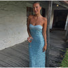Sexy Stain Long Dress Women Patchwork Solid Tube Top Sleeveless Party Dresses 2025 Summer Lady Slim Vacation Backless Robes