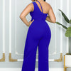 Summer New Vintage Chic Women's Fashion Sexy Sleeveless Single Shoulder Sling High Waist Commuter High Waist Straight Jumpsuit
