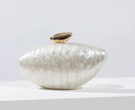 Shell Brand Pearl Brown Marble Acrylic Box Clutches Evening Bag Wedding Party  Female Mini Purse Evening Female Bridal Handbag