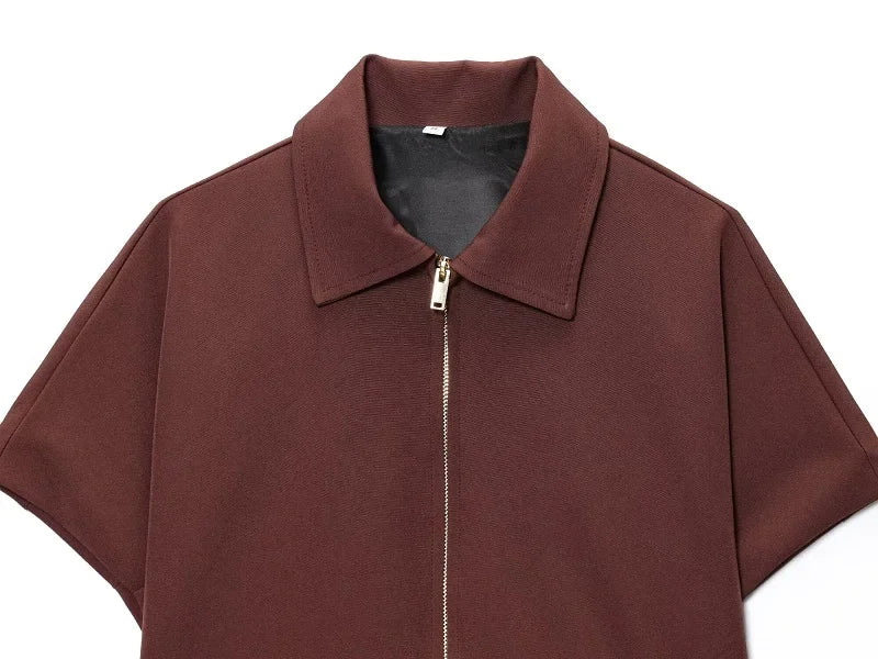 MUJER Women's Cropped Jacket Short Sleeve Varsity Jackets for Women Summer Zip up New in Coats and Jackets Holiday Outerwears