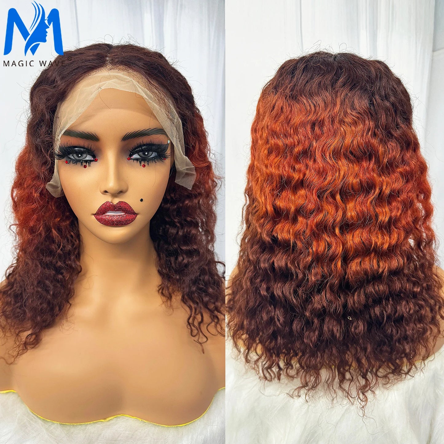 10-16 Inches 200% Density Water Wave Bob Human Hair Wigs  Short Deep Curly Brazilian Remy Human Hair Wigs for Black Women