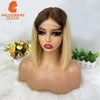 Super Double Drawn Bone Straight Vietname 4x4 Bob Wig with 100% Human Hair Nature Black 250% Density For Black Women