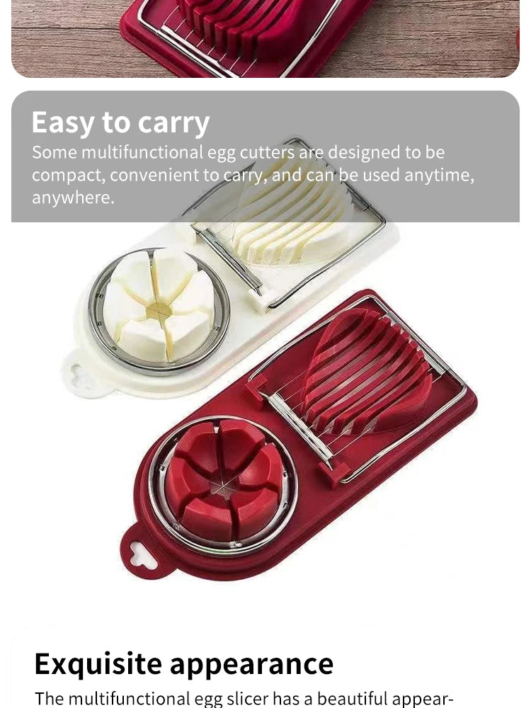 Multifunctional Egg Slicers Stainless Steel Slicer Fancy Splitter Egg Cutting Tool Home Two In One Egg Cutter Kitchen Gadgets