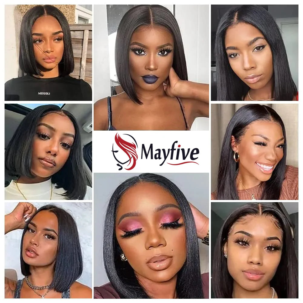 Brazilian Human Hair Wig Remy Bone Straight Hair Bob Wigs Full Machine Made Wig for Women 8-16 Inches Swiss Lace Bob Wigs 150%