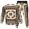 Vinatge Luxury Baroque Style Clothing Suit Men Jogging Pant Sweatshirt 2 Piece Set New Women Fashion Streetwear Tracksuit Set