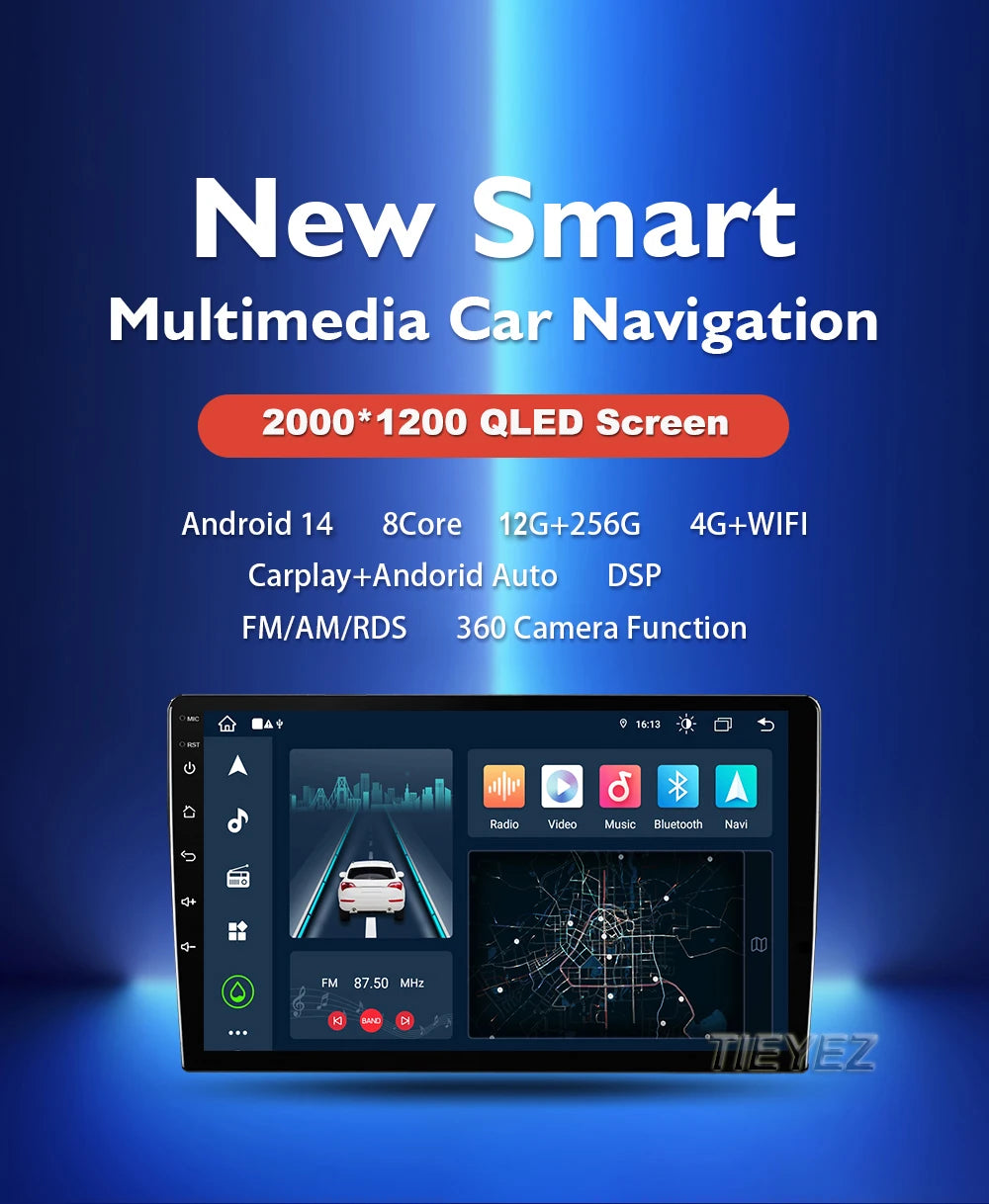 Android 14 For Benz Vito 2 Viano 2 W639 2003- 2015 2K QLED Android Car Radio Multimedia Video Player BT Stereo CarPlay Head Unit