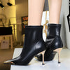 BIGTREE shoes Autumn Winter Boots Metal Pointed tip Women Boots Fashion Leather Boots High Heels Stilettos New Women Ankle Boots